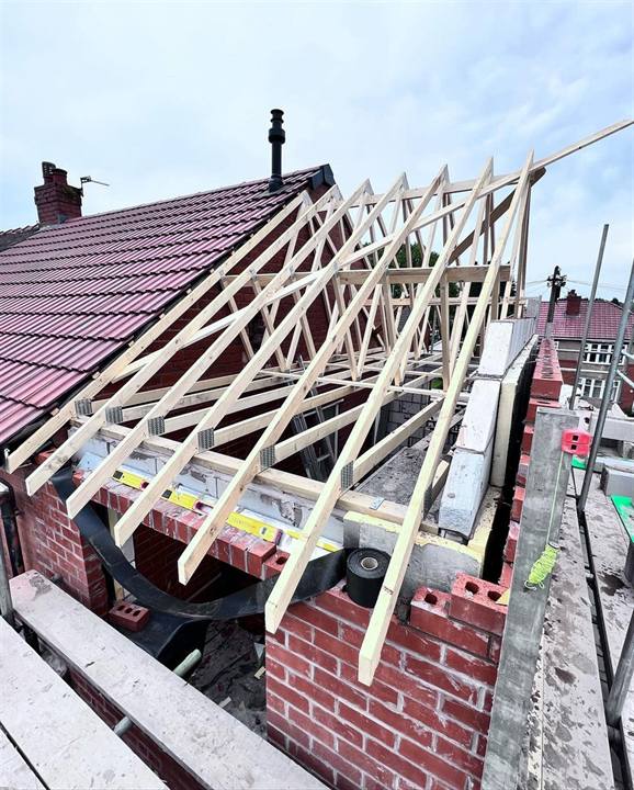 Two Storey House Extension Roof Construction in Bolton
