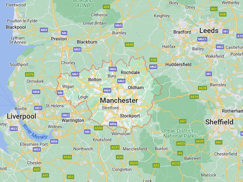 map of Stockport areas covered