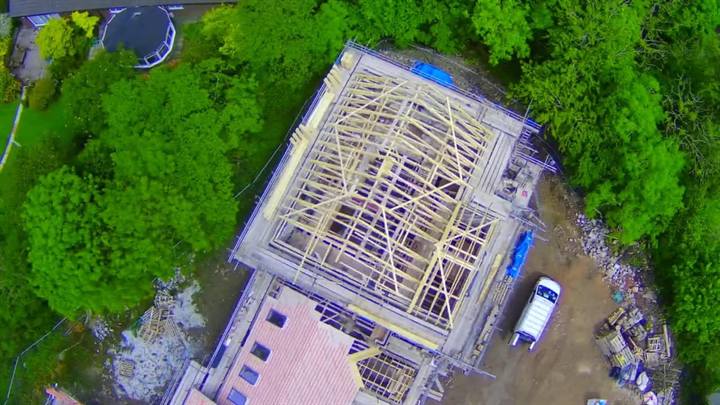 aerial view of roof construction Bolton